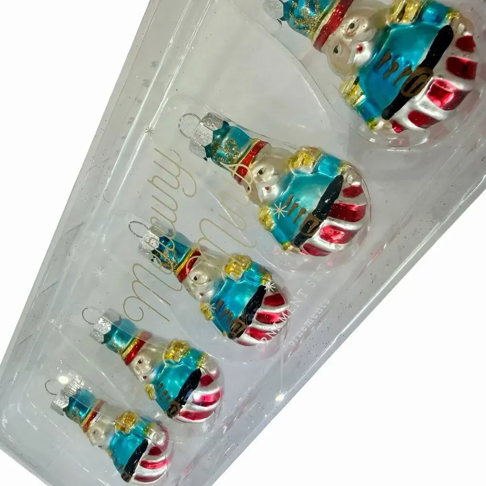 Pottery Barn Mini Mercury Glass Nutcracker Soldier Ornaments Set of 6 New In Box